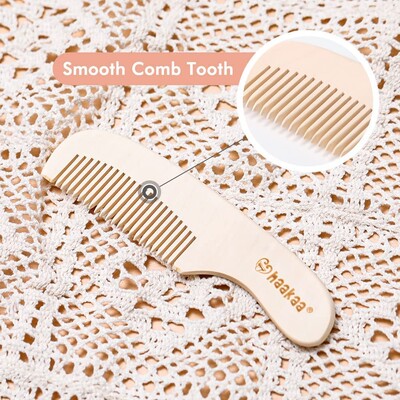 Goat Wool Wooden Baby Hairbrush with Wooden Comb COMBO